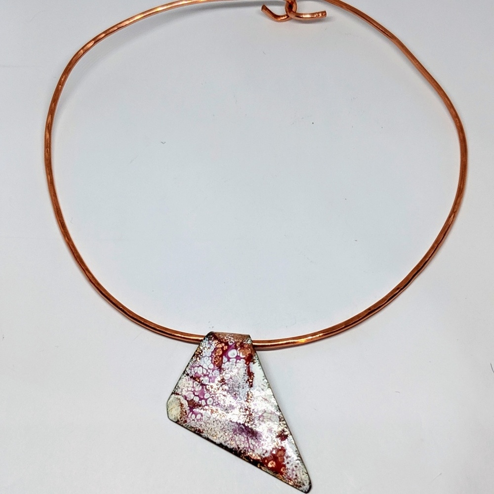 Vitreous Enamel Pendant Necklace on Copper Wire